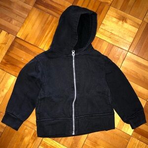 Black Hooded Zip-Up Sweatshirt Relaxed Fit